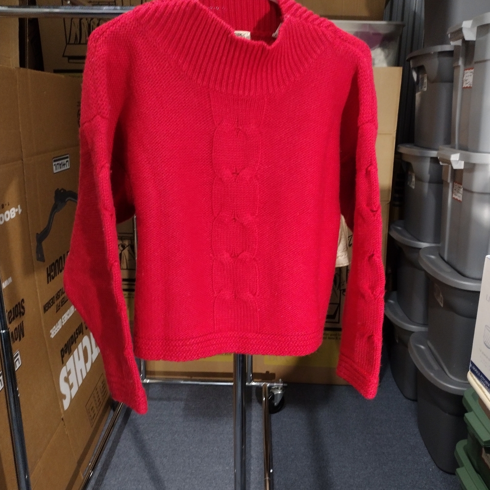 Red Cable Knit Women's Sweater